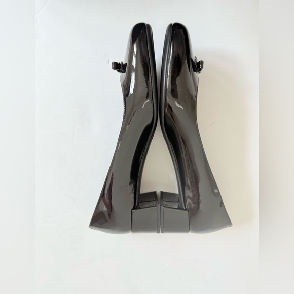 Prada Black polished leather bowtie embellished block heel pumps EU 39.5 - Picture 4 of 10